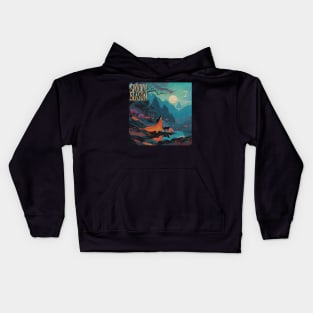 Halloween Spooky Season Moonlit River Scene Kids Hoodie